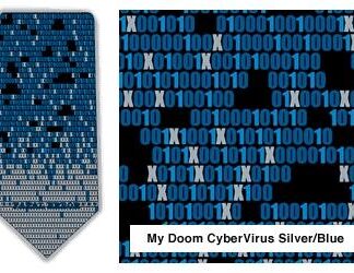 "My Doom" Cybervirus Neck Tie (Silver & Blue)