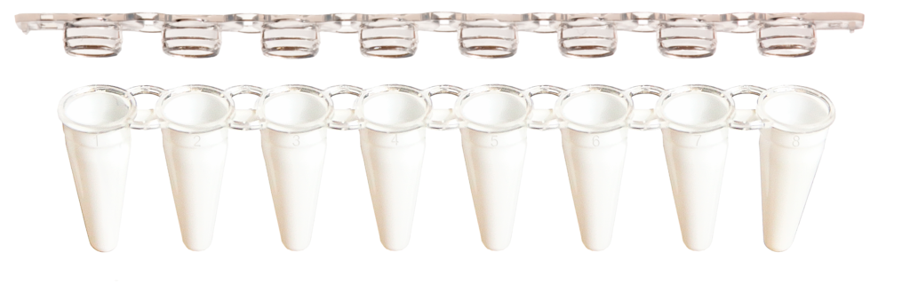 0.1ml 8-Strip UltraFlux PCR Tubes with 8-Strip Natural/Clear Flat Caps