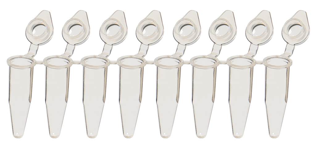 UltraFlux PCR SnapStrip 0.2ml Tubes with Attached Domed Natural/Clear Caps (8 Tubes per Strip)