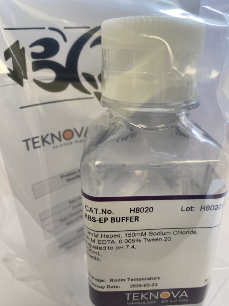 HBS-EP Buffer (10mM Hepes, 150mM NaCl, 3mM EDTA, 0.005% Tween-20) 200mL, Sterile.