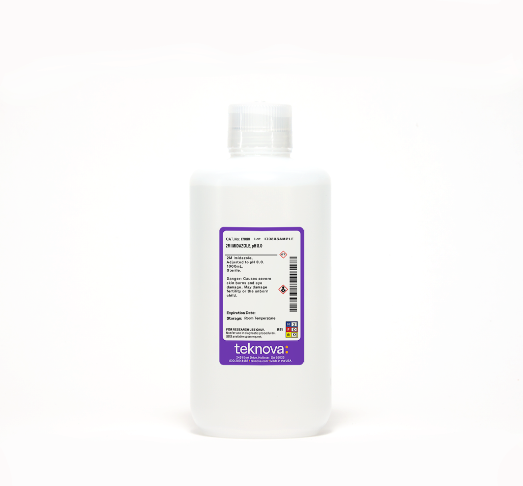 2M Imidazole, pH 8.0. 1000mL, Sterile. 8/UN1760/III(L) – 1L limited