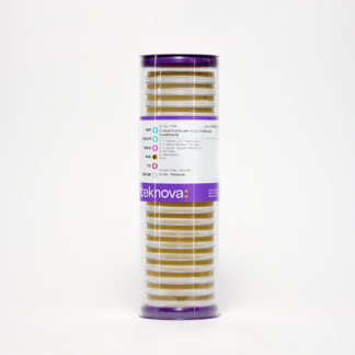 LB Agar Plates with 1% Glucose and Kan-50. 100mm, 20 Plates per Sleeve, Sterile.