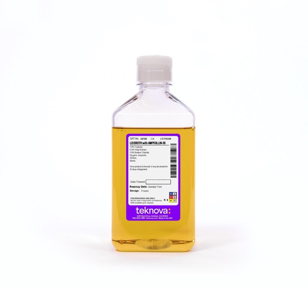 LB Broth with Ampicillin-50. 1000mL, Sterile