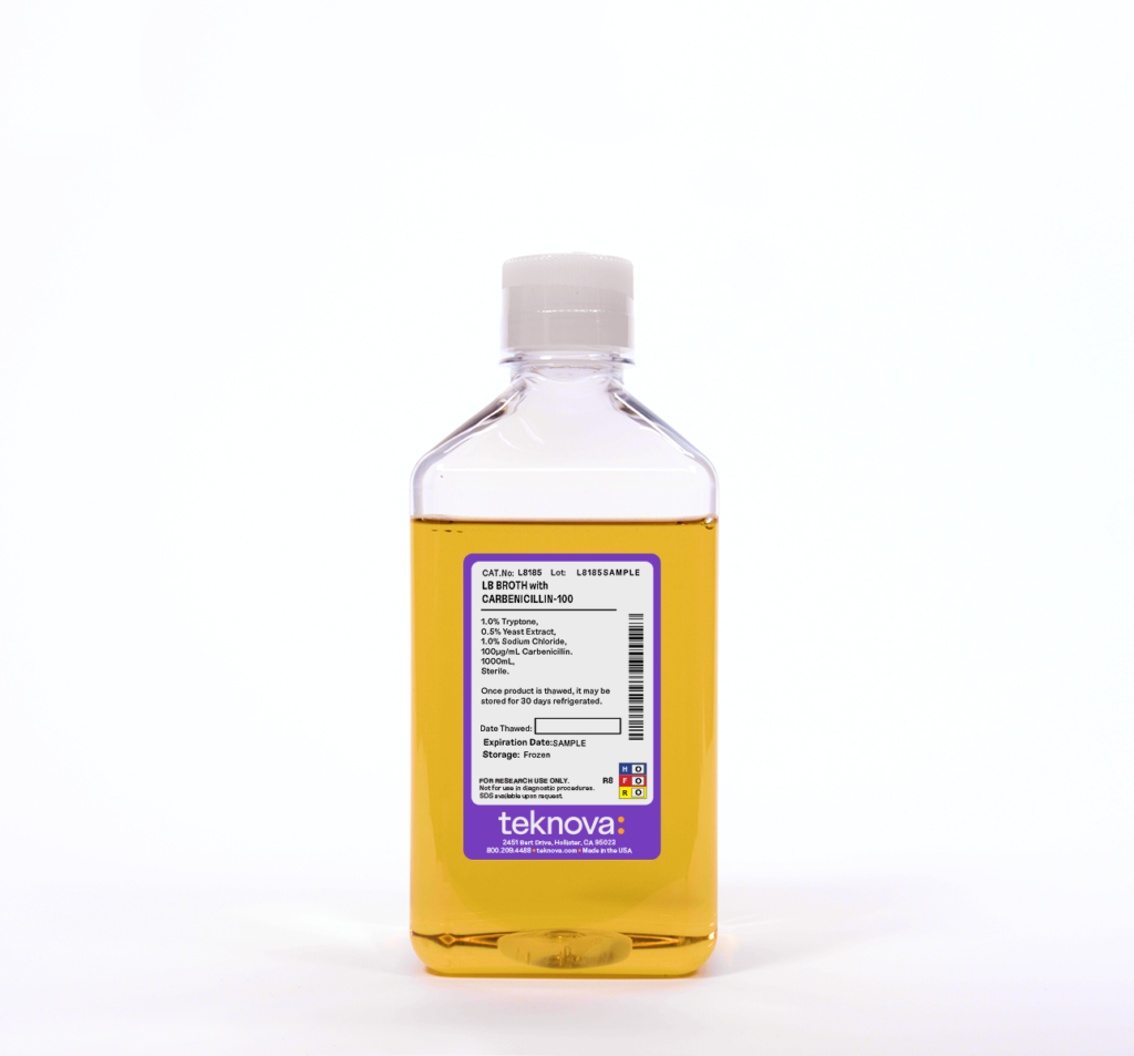 LB Broth with Carbenicillin-100. 1000mL, Sterile.
