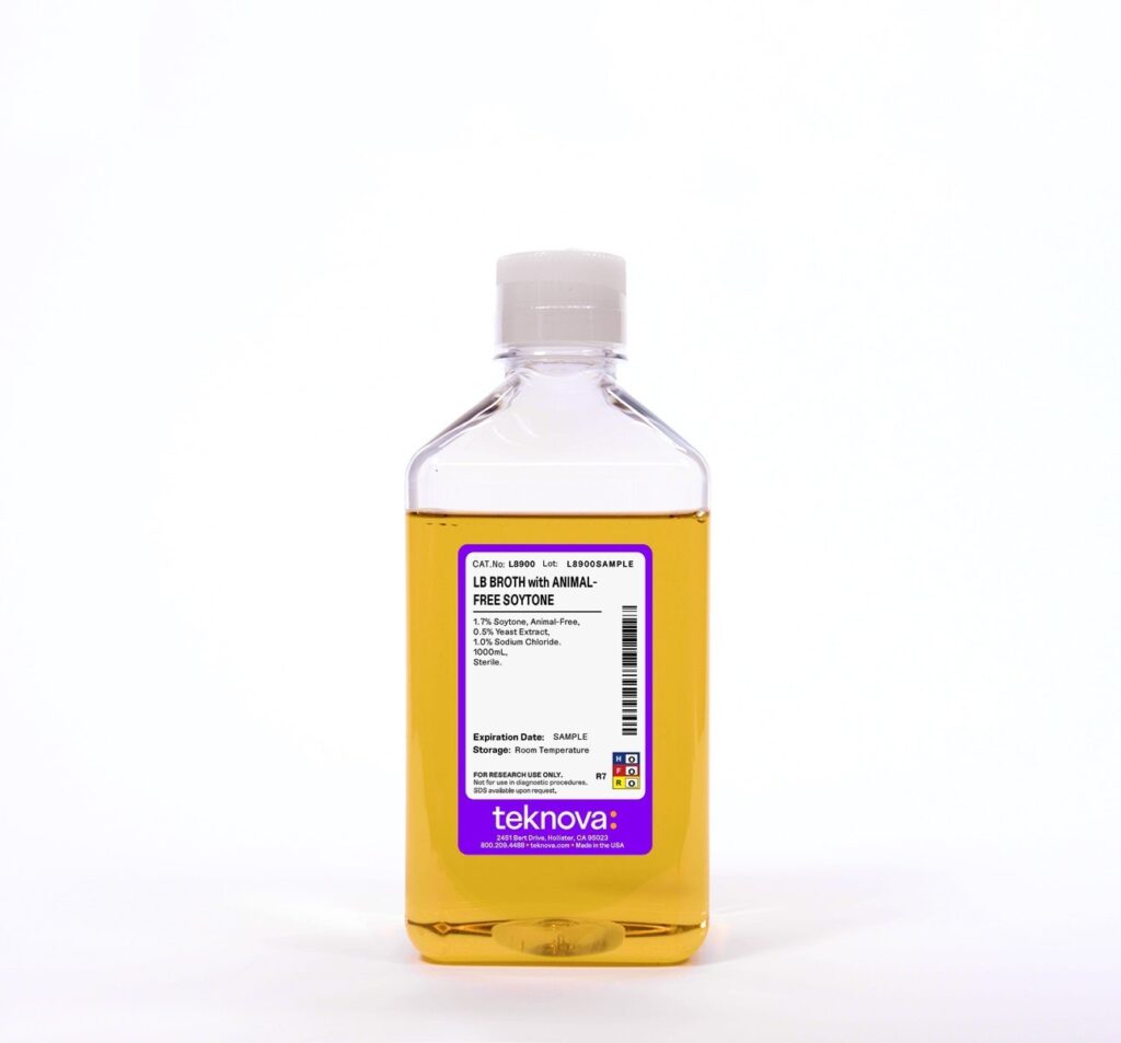 LB Broth with Animal-Free Soytone. 1000mL, Sterile