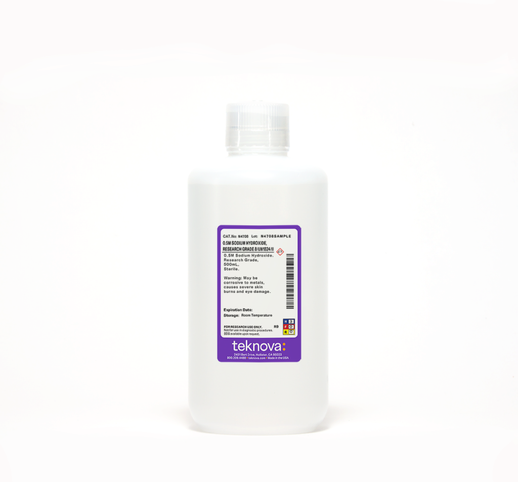 0.5M Sodium Hydroxide, Research Grade, 500mL, Sterile. 8/UN1824/II (1 Bottle Limited)