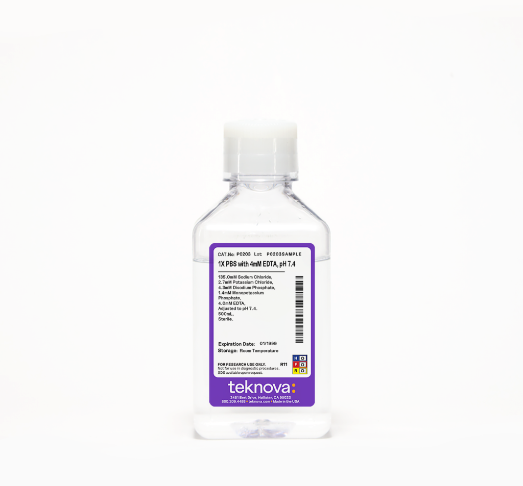 1X PBS with 4mM EDTA, pH 7.4. 500mL, Sterile.