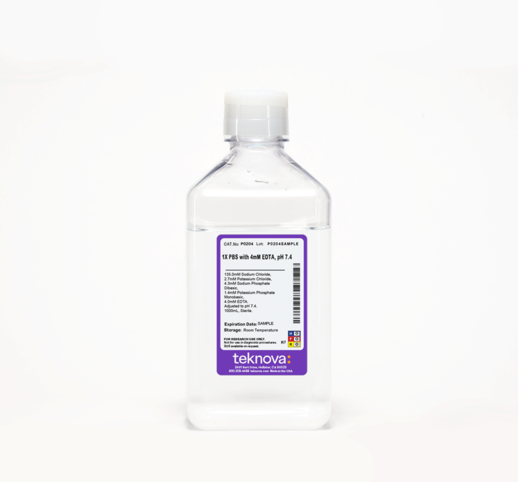 1X PBS with 4mM EDTA, pH 7.4. 1000mL, Sterile.