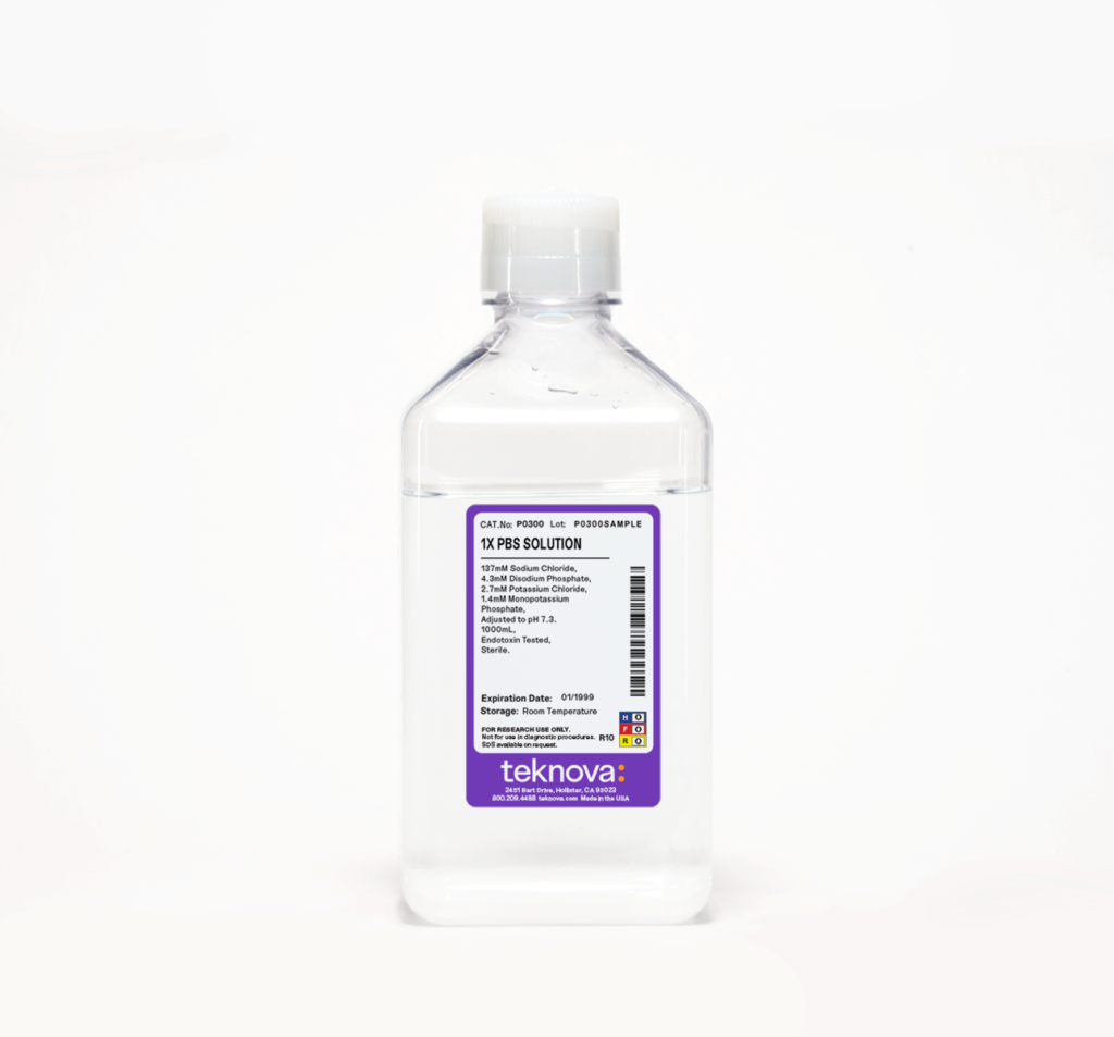 1X PBS Solution. 1000mL, Sterile, Endotoxin Tested.