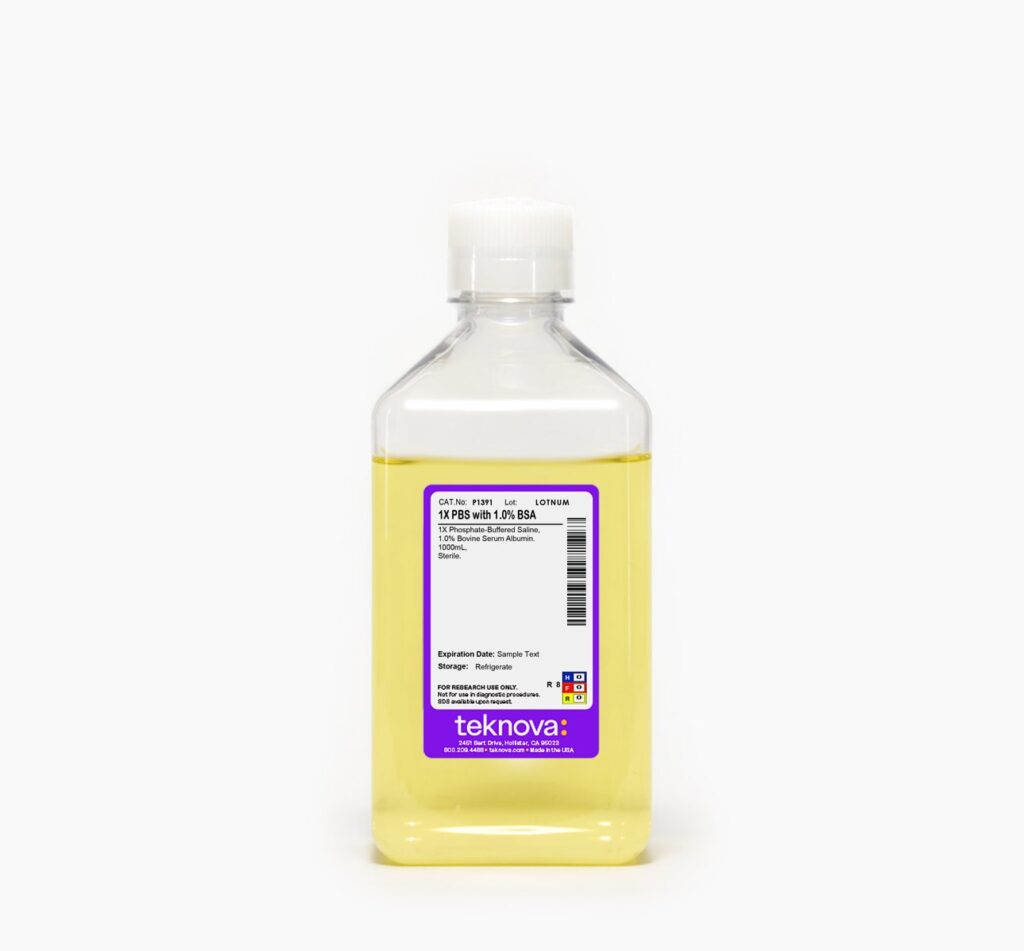 1X PBS with 1% BSA. 1000mL, Sterile.