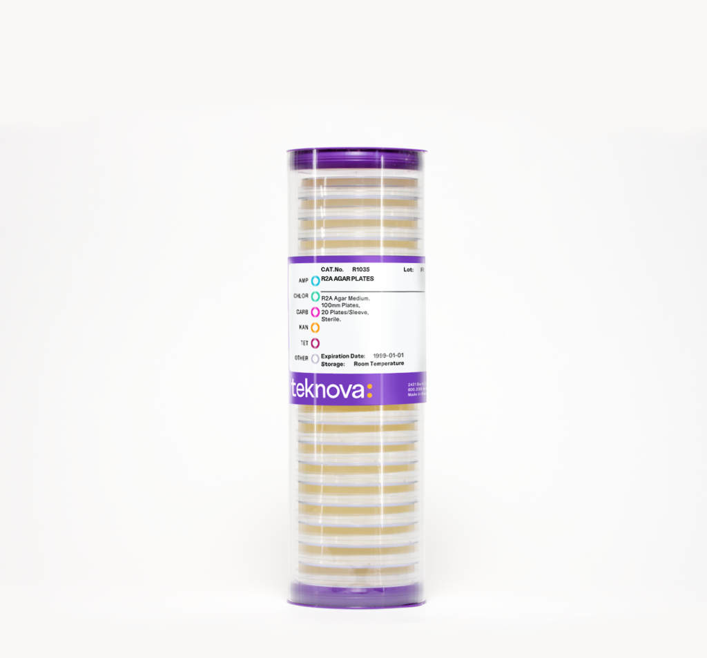 R2A Agar Plates.100mm, 20 Plates per Sleeve, Sterile.