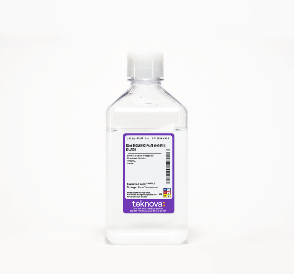 500mM Sodium Phosphate Monobasic Solution. 1000mL, Sterile.