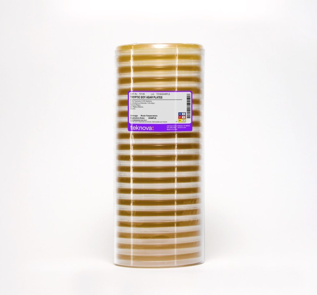 Tryptic Soy Agar Plates  150mm, 20 Plates per Sleeve, Sterile.