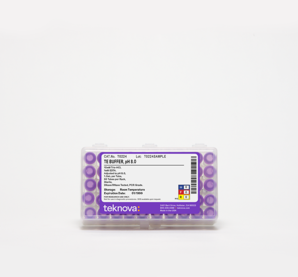 TE Buffer (10mM Tris, 1mM EDTA), pH 8.0. 1mL, 50-Pack, Sterile. DNase/RNase/PCR