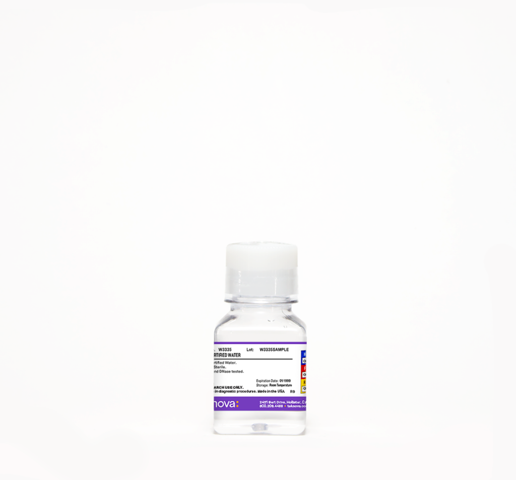 Water, RNase and DNase Tested, PCR Certified. 100mL, Sterile.