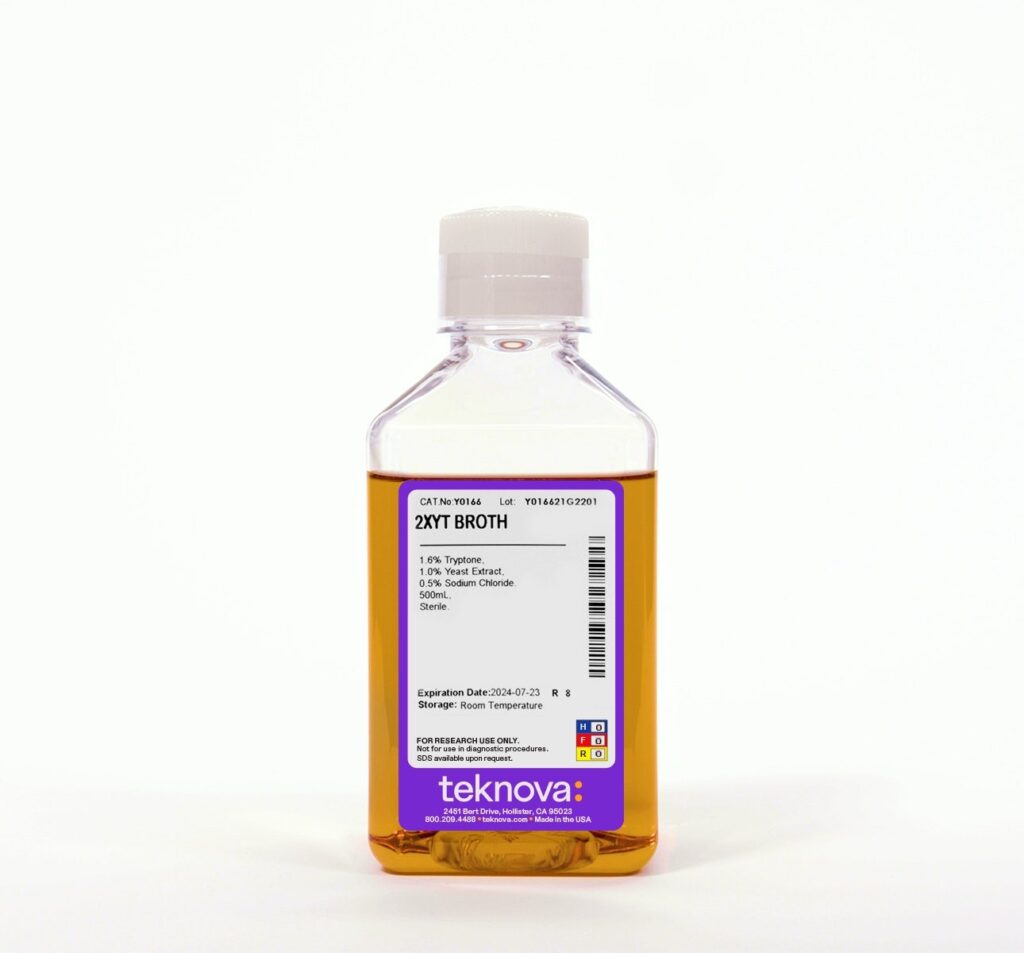 2XYT Broth. 500mL, Sterile.