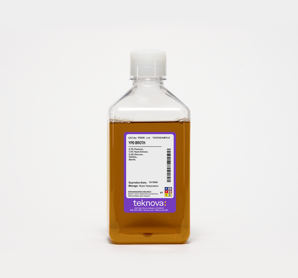 YPD Broth. 1000mL, Sterile.